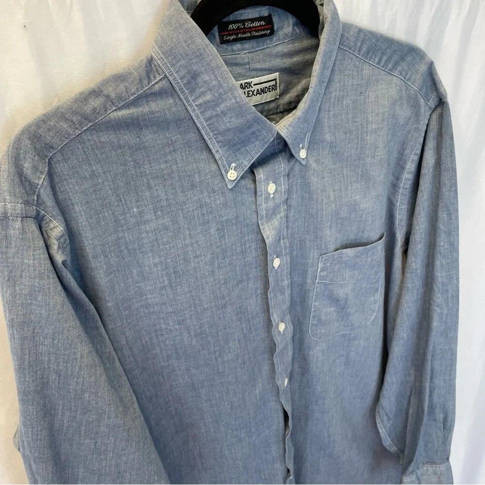 Mark‎ Alexander Cotton Chambray Button Down Shirt 17-36 Tall Capsule Office Work